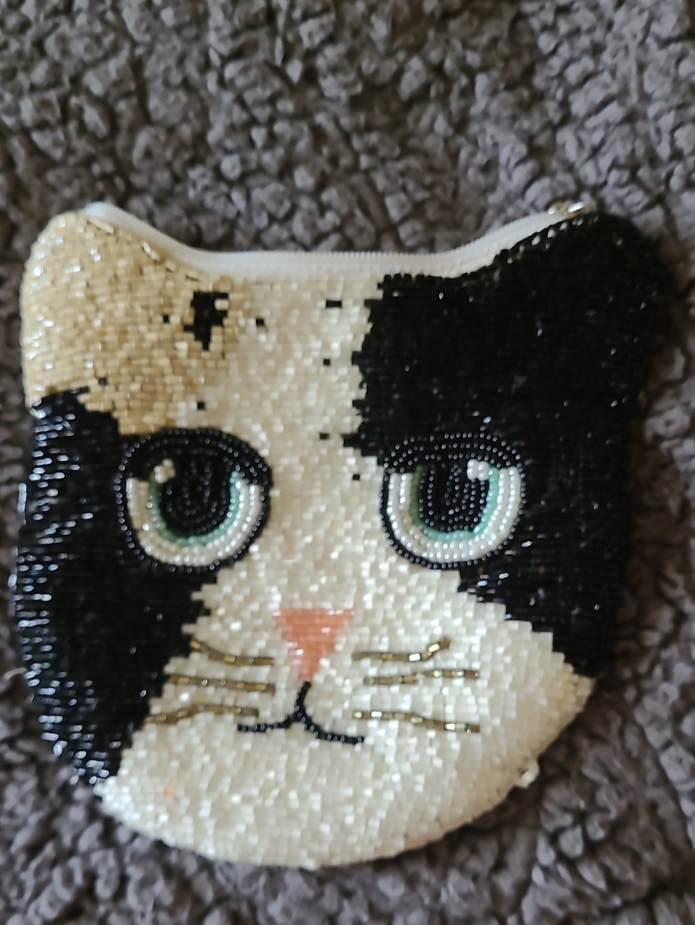 Urban Outfitters Beaded Cat Face Mini Bag — Black, White, Cream, Mint & Pink